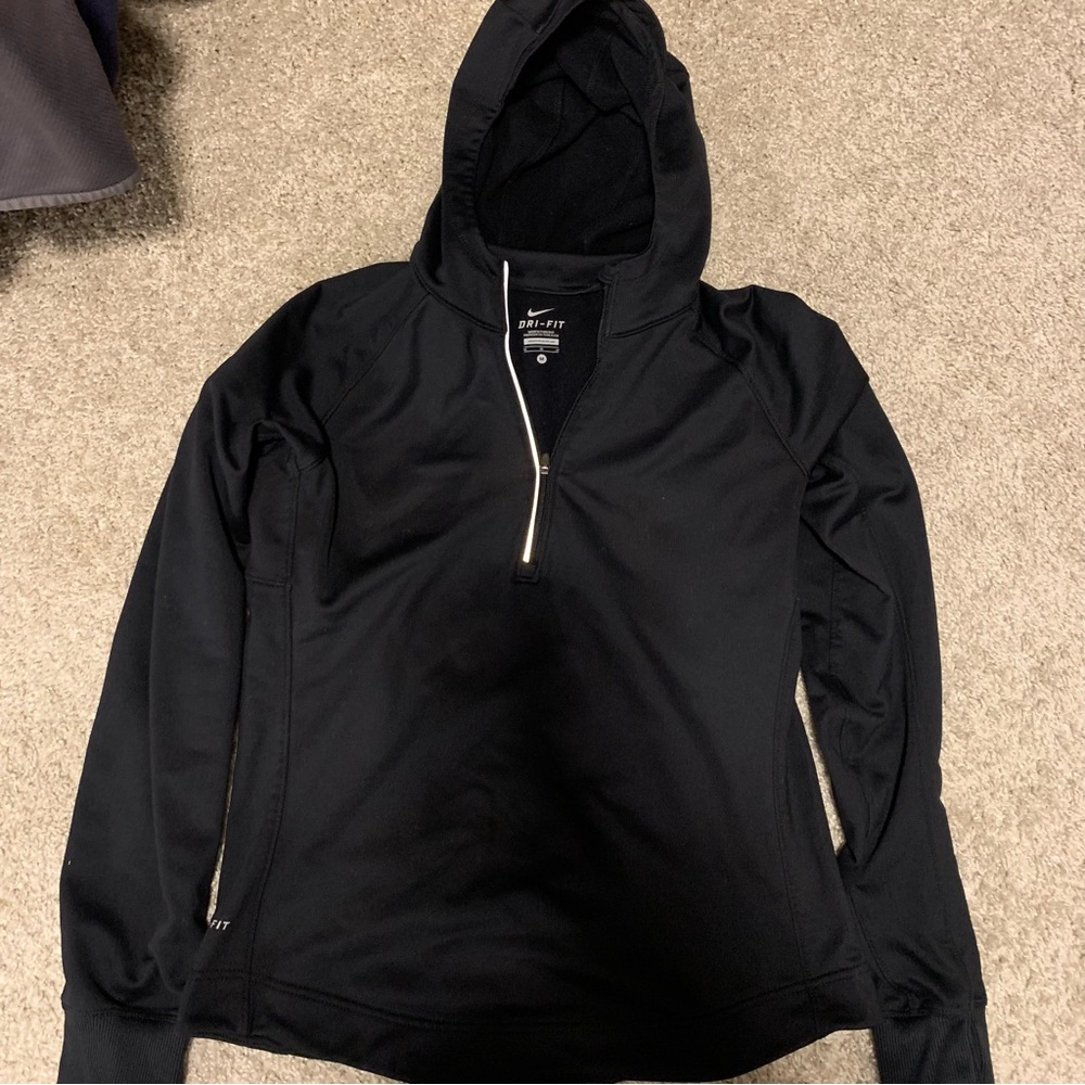 Nike Dri-Fit Black Hooded Running Sweater Size M